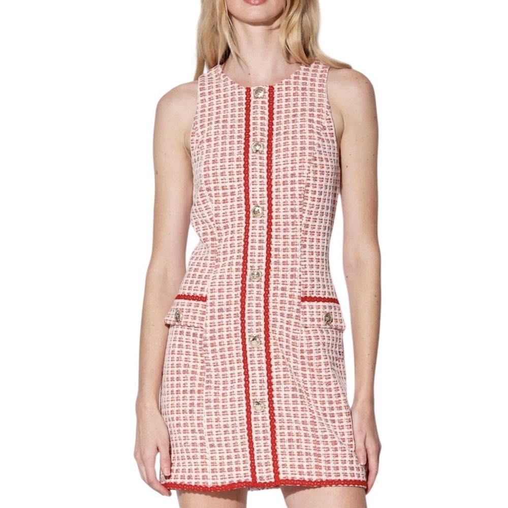 Walter Baker Women's Alexia Valley Red Tweed Dress Women's Size 12 New Classic